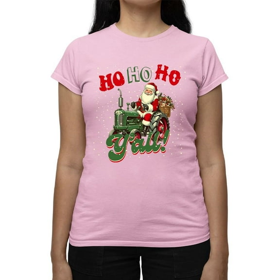 Ho Ho Ho Y'all - Santa Tractor Xmas Tee T-shirt Women's