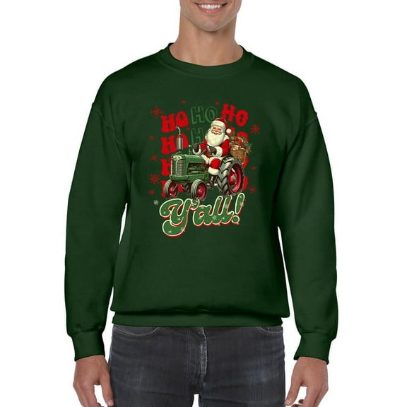 Ho Ho Ho Y'll - Santa On Tractor Christmas Men's Sweatshirt