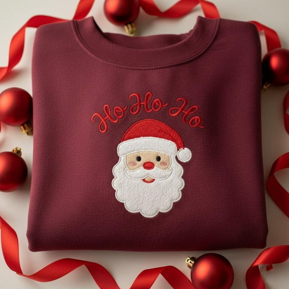 Ho Ho Ho embroidered sweatshirt, Cute Santa Claus Crewneck, Minimalist Christmas Hoodie, Festive Holiday Pullover Gift