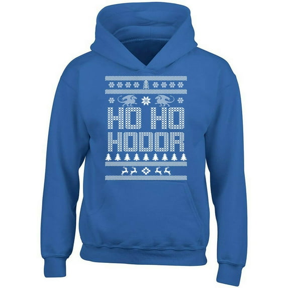 Ho Ho Hoder Ugly Christmas Santa Print Hoodie Unisex Color Royal Blue 2X-Large