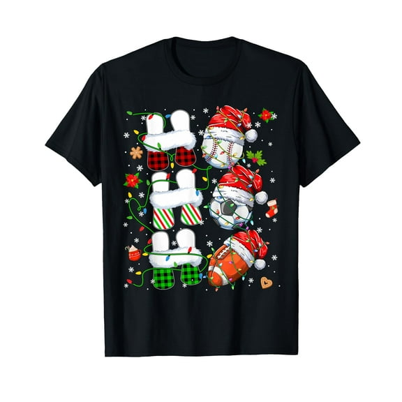 Ho Ho Santa Baseball Pajamas Pjs Christmas Xmas Men Boy T-Shirt,Women's short-sleeved T-shirt celebrating the coming of Christmas