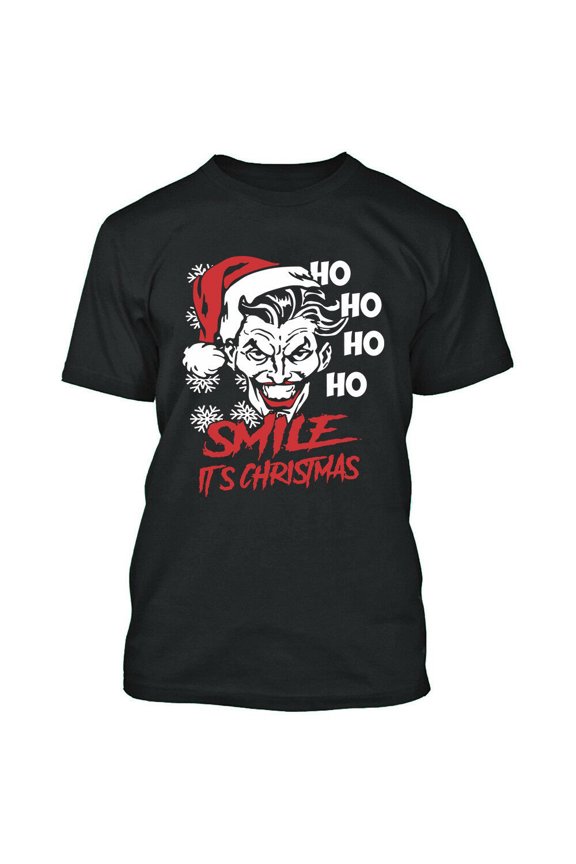 Ho Ho Smile Its Christmas T-shirt Ugly Christmas Tee Color Black Medium