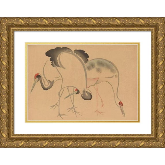 Hōchū Nakamura 18x14 Gold Ornate Wood Frame and Double Matted Museum Art Print Titled - Korin Gafu, Pl.02 (1868-1912)