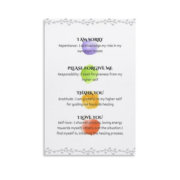 Ho'oponopono Prayer Poster Motivation Self Care Wall Art Canvas for Living Room Bedroom Decor poster
