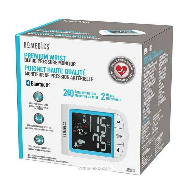 HoMedics Bluetooth Premium Wrist Blood Pressure Monitor with Attached