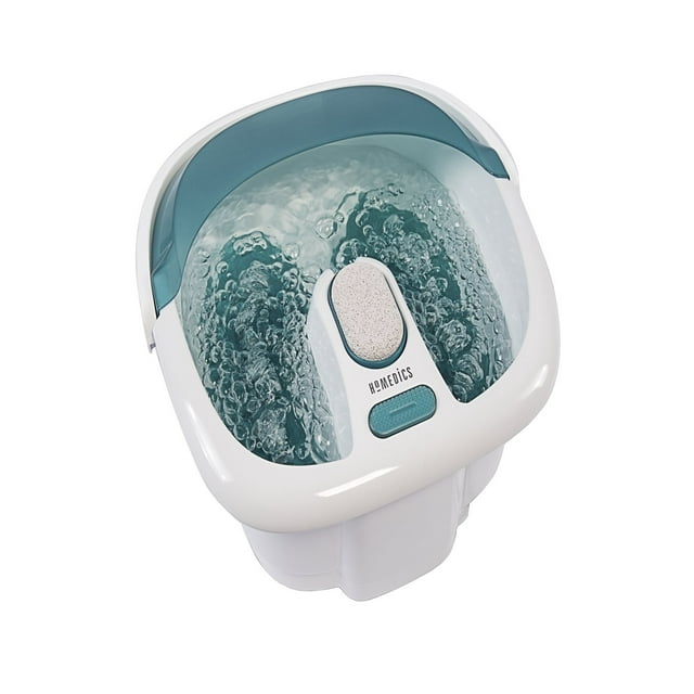 HoMedics Bubble Spa Elite Footbath with True Heat Boost Power with a 2-in-1 removable pedicure center that includes a pedicure brush and a pumice stone, FB-450H