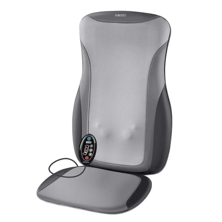 HoMedics Cordless Heated Deep Tissue Shiatsu Massage Cushion with 3 Massage Zones For Full Back Massage Coverage and Rechargeable Battery