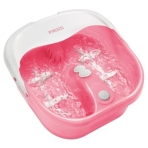 HoMedics Heat Boost Pro Heated Foot Spa Bubble Foot Massager, Pink