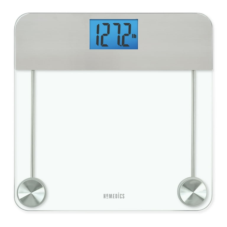 HoMedics Stainless Steel Clear Glass Digital Bathroom Scale Includes 2 AAA  Batteries