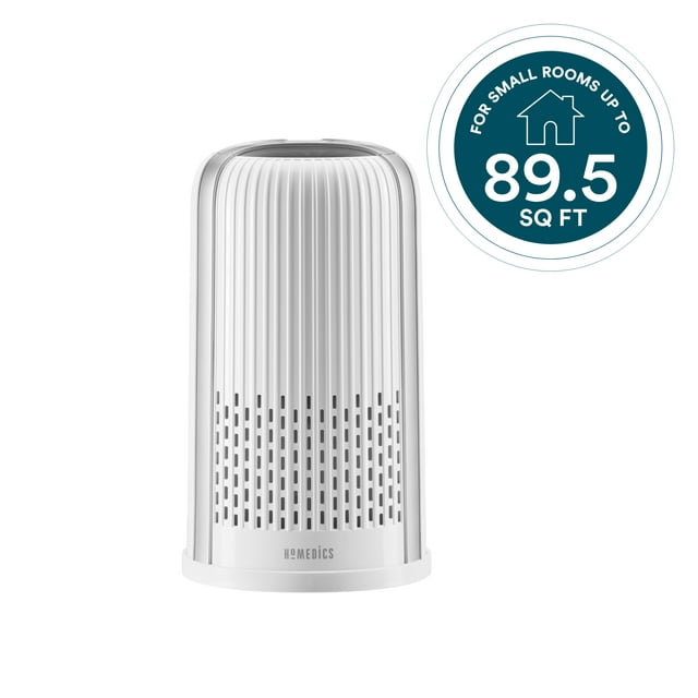 HoMedics Total Clean 4-in-1 Tower Air Purifier, 360-Degree HEPA Filtration, White