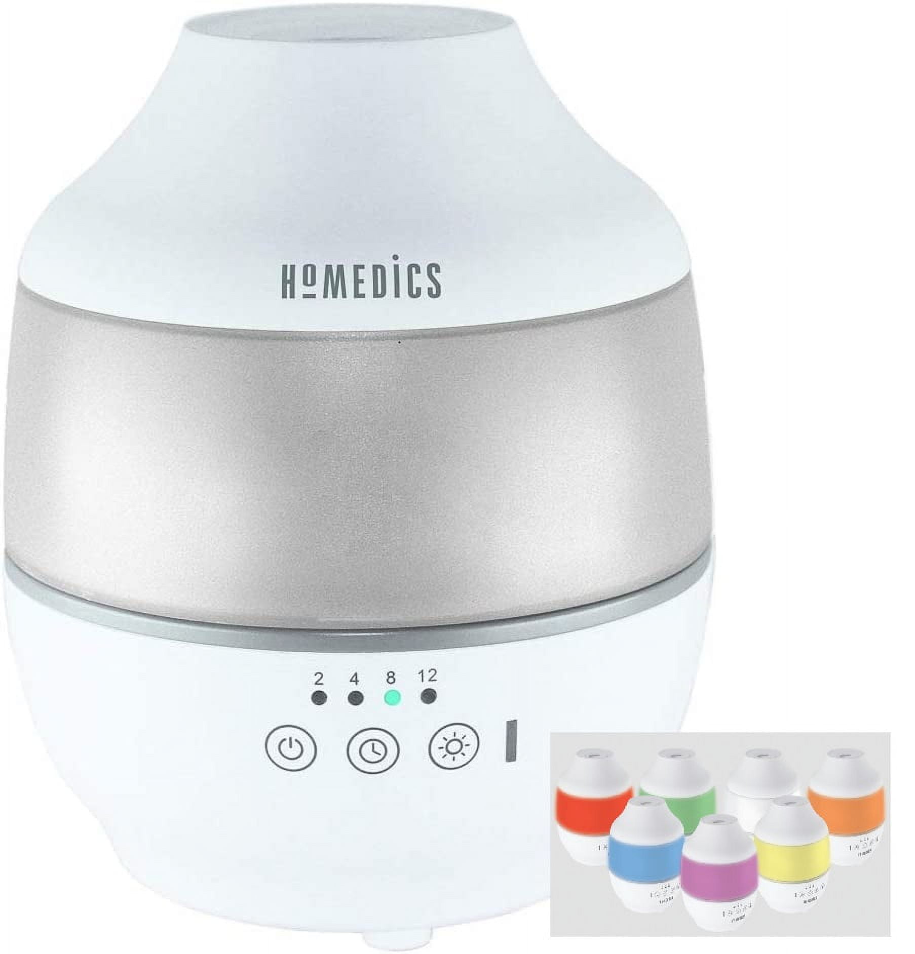 HoMedics, Total Comfort Cool Mist Ultrasonic Humidifier with Essential Oil Tray and Color Changing Illumination, UHE-CM18-WMT
