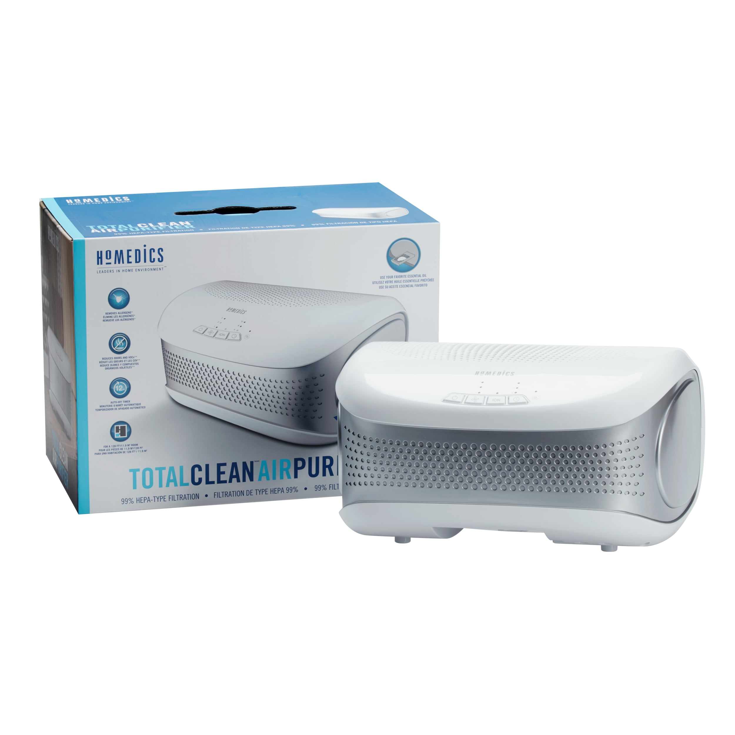 White Compact HEPA Desktop Air Purifier with Ionizer