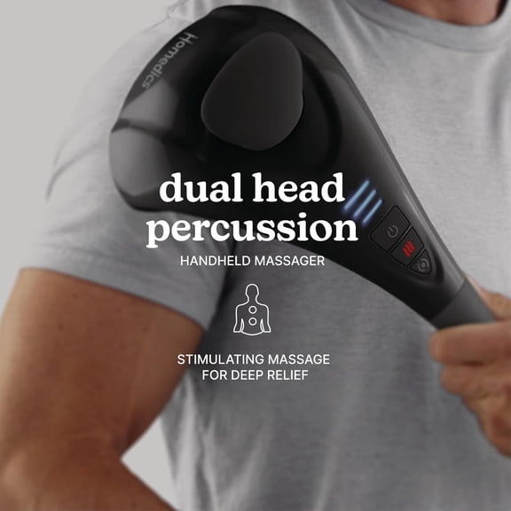 HoMedics Twin Percussion Pro Dual Node Massager with Heat for Back Neck Shoulders