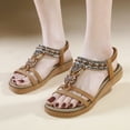 thumbnail image 1 of HoShose Women Summer Sandals Flat Slip Sandals Crystal Roman Shoes Open Toe Casual Beach Sandals, 1 of 9