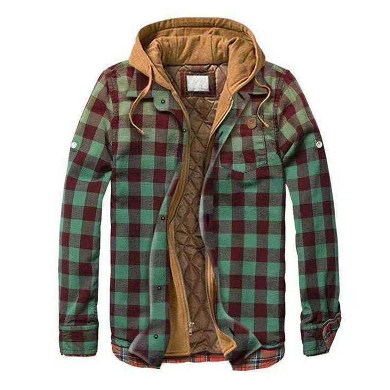 HoWD Men Coat Plaid Thicken Fake Two-piece Casual Winter Jacket