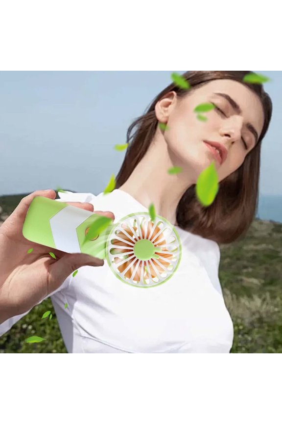 Handheld Fan Summer Portable Carry Small Fan Rechargeable Household Small Fan Student Dormitory Outdoor Gift Fan Light Sound Low Noisefor Outdoor Hiking Camping Beach Cooling (Green)