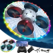 Hoarboeg S163 Aircraft Foam UAV UFO Drone Multi Lights Variable Intelligent Obstacle Avoidance Aerial Camera Mini Quadcopter Summer Outdoor Exploring Flying Toys for Boys Girls Adults (Silver)