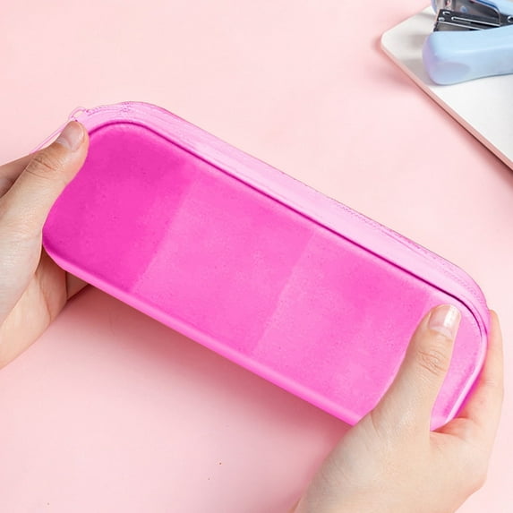 IBaodan Zipper Pencil Bag Soft Pen Bag, Large Capacity Pen Stationery Makeup Storage Bag Student Gift Study Supplies Stationery Storage Bag Opening Season (Hot Pink)