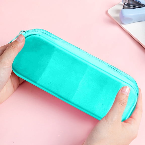 IBaodan Zipper Pencil Bag Soft Pen Bag, Large Capacity Pen Stationery Makeup Storage Bag Student Gift Study Supplies Stationery Storage Bag Opening Season (Mint Green)