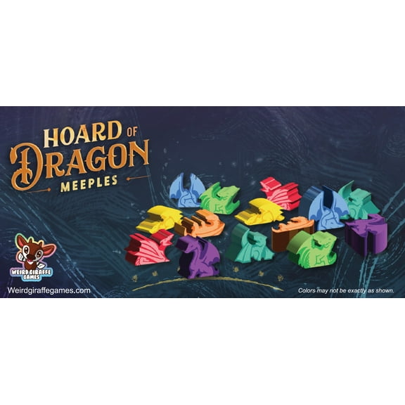 Hoard of Dragon Meeples  Wooden Dragon Tokens for Board Games (140x Meeples in 7 colors)