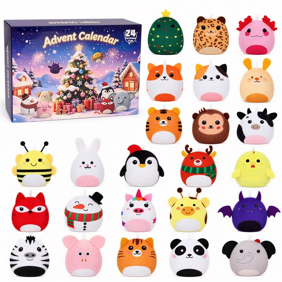Hoarosall Plush Advent Calendar for Kids, 24 Pcs Mini Soft Plush Toys Set, Christmas Countdown Gift, Holiday Gift for Girls Boys