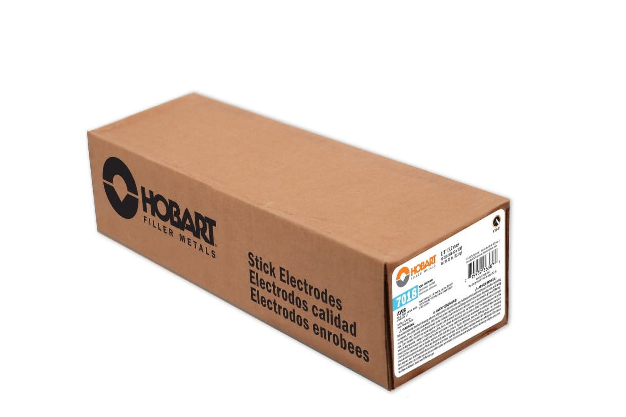 Hobart Filler Metals Stick Welding Electrodes, 7018, 1/8in. x 14in.L, 25-Lb. Carton, Model# 770477