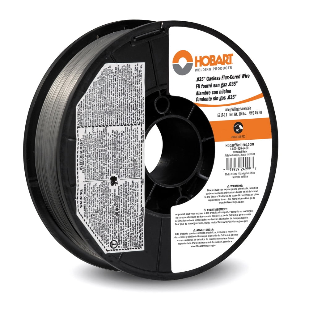 HOBART WELDERS Hobart Flux-Cored Welding Wire, E71T-11 Carbon Steel, .035in., 10-Lb. Spool, Model# H222108-R22