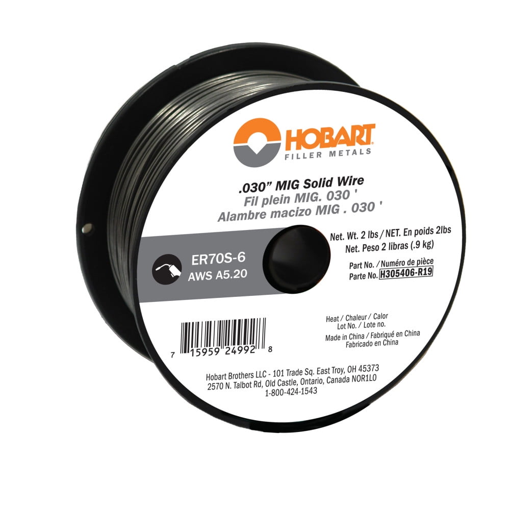 HOBART WELDERS Hobart MIG Welding Wire, ER70S-6 Carbon Steel, .030in., 2-Lb. Spool, Model# H305406-R19