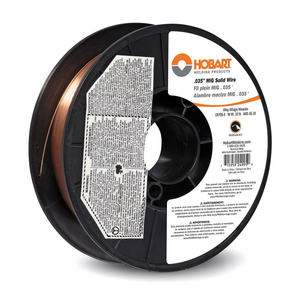 HOBART WELDERS Hobart MIG Welding Wire, ER70S-6 Carbon Steel, .035in., 10-Lb. Spool, Model# H305408-R22