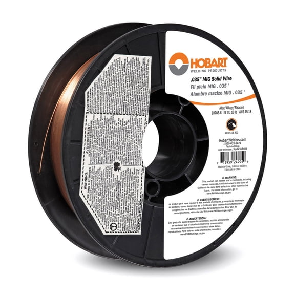 Hobart MIG Welding Wire, ER70S-6 Carbon Steel, .035in., 10-Lb. Spool, Model# H305408-R22