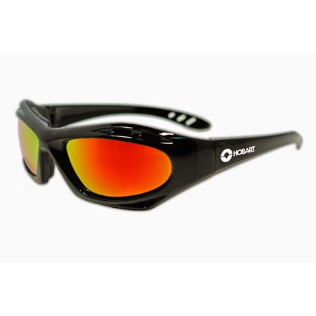 Hobart Mirrored Safety Glasses, 5.0 Shade Mirrored Lenses, Black Frames, Model# 770726