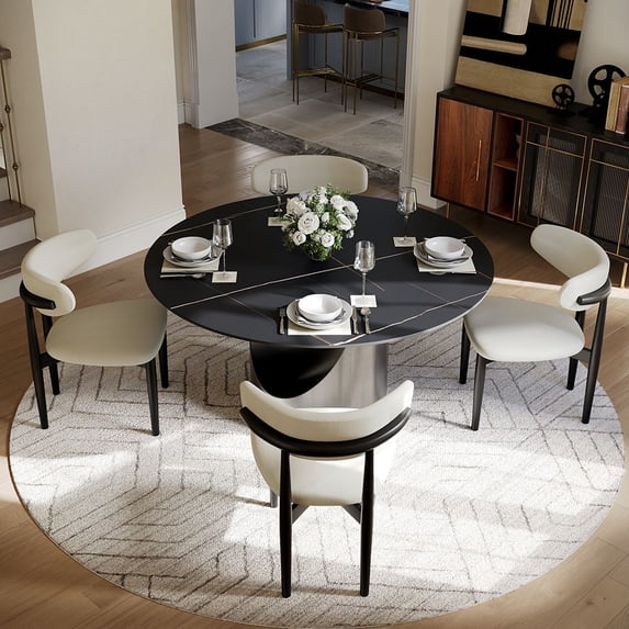 Hobart - Round Matte Sintered Stone Dining Table