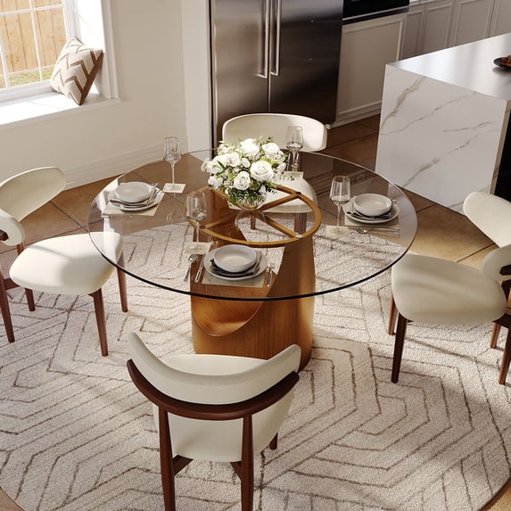 Hobart - Round Tempered Glass Dining Table