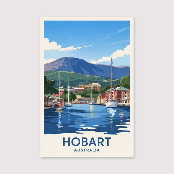 Hobart Travel Print Canvas Wall Art, Hobart Wall Hanging Home decor Hobart Canvas Art, Wall Art Australia Canvas Decor Hobart AU Canvas-1WN4594