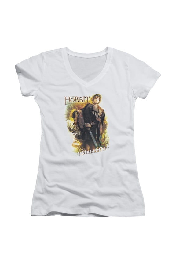 Hobbit Bilbo Junior Women's V-Neck T-Shirt White