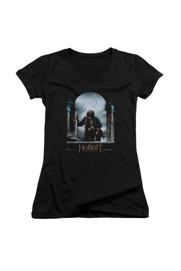 Hobbit - Bilbo Poster - Juniors Cap Sleeve V-Neck Shirt - Small