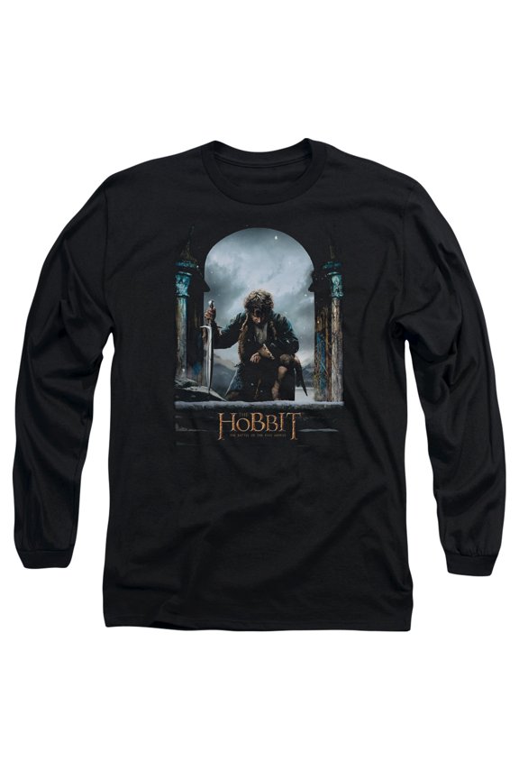 Hobbit Bilbo Poster Long Sleeve Adult 18/1 T-Shirt Black
