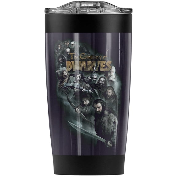 The Hobbit/Company Of Dwarves Stainless Steel Tumbler 20 oz Coffee Travel Mug/Cup, Vacuum Insulated & Double Wall with Leakproof Sliding Lid | Great for Hot Drinks and Cold Beverages