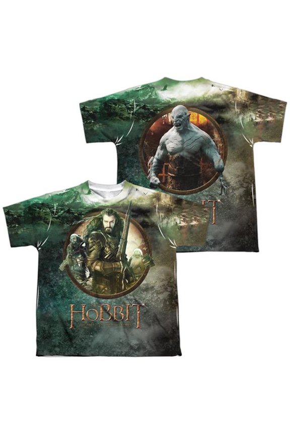 Hobbit - Dwarves Vs Azog (Front/Back) - Youth Short Sleeve Shirt - Large