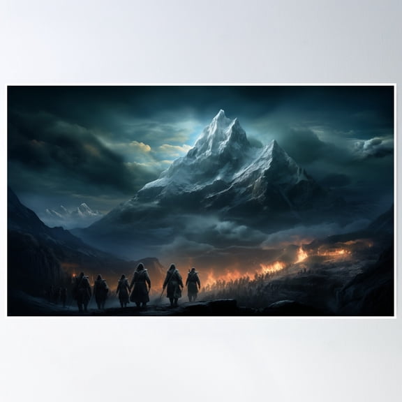 Hobbit Heights: Mountain City Inspired Poster Wall Art, Modern Wall Decor, 12x18 UNFRAMED