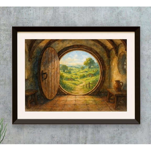 Hobbit Hole Wall Art Print - Middle Earth Shire Nature Poster 16x24 UNFRAMDE