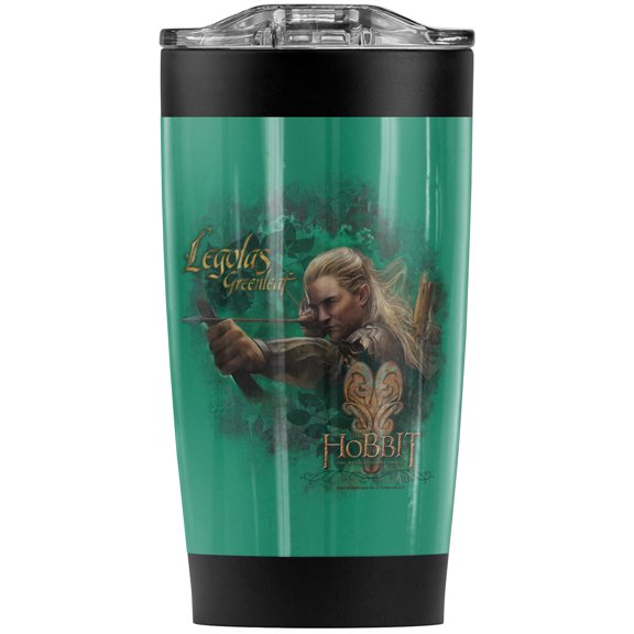 The Hobbit/Legolas Greenleaf Green Stainless Steel Tumbler 20 oz Coffee Travel Mug/Cup, Vacuum Insulated & Double Wall with Leakproof Sliding Lid | Great for Hot Drinks and Cold Beverages