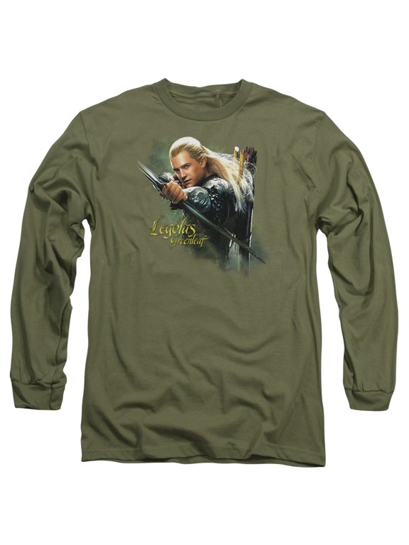 Hobbit Legolas Greenleaf Long Sleeve Adult 18/1 T-Shirt -Military Green