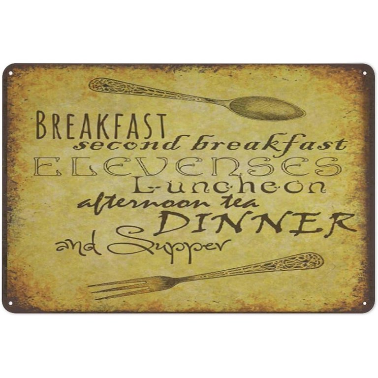 Hobbit Meals Schedule Menu Vintage Metal Tin Sign- Second