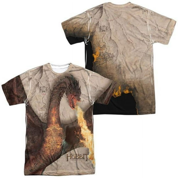 Hobbit Men's  Smaug Attack (Front/Back) Sublimation T-shirt White
