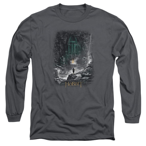 Hobbit Second Thoughts Long Sleeve Adult 18/1 T-Shirt Charcoal
