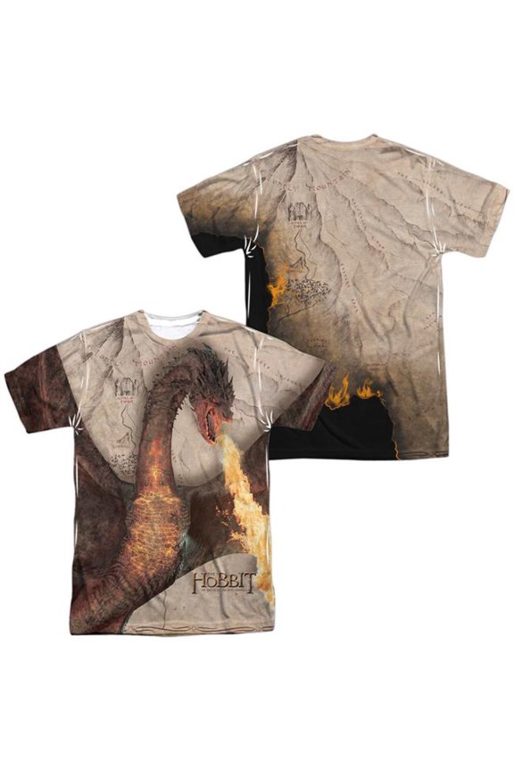 Hobbit Men's Smaug Attack (Front/Back) Sublimation T-shirt White