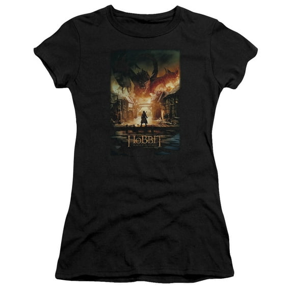 Hobbit Smaug Poster S/S Junior Women's T-Shirt Sheer Black