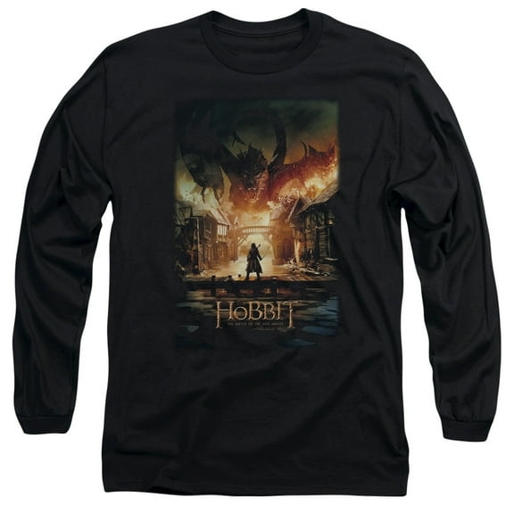 Hobbit Smaug Poster Long Sleeve Adult 18/1 T-Shirt Black