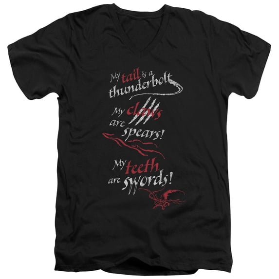 Hobbit Tail Claws Teeth S/S Adult V-Neck T-Shirt 30/1 T-Shirt Black